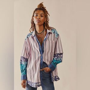 New Free People We the Free Wild Dunes Button
Front Shirt Size Small